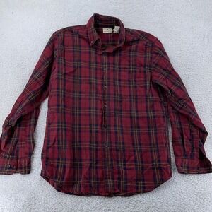 L.L.Bean Shirt Mens Medium Red Plaid Flannel Button Down Long Sleeve Casual